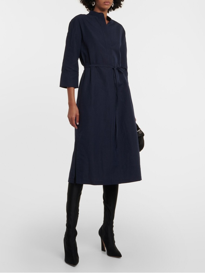 Nwt Vince Cotton Linen Midi Dress Xs | Retail $425
